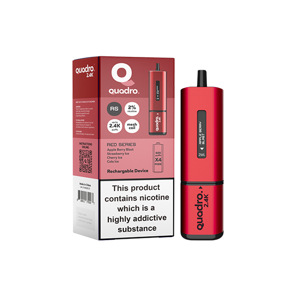 20mg Quadro 2.4K Pod Vape Kit 4 in 1 - 2400 Puffs