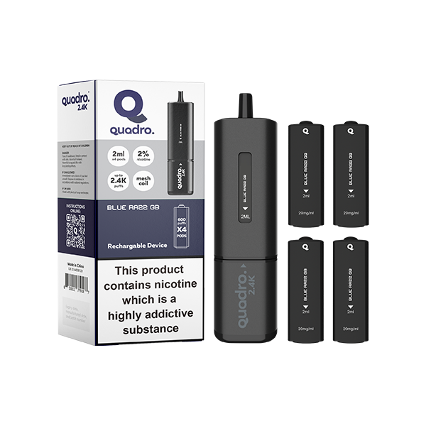 20mg Quadro 2.4K Pod Vape Kit 4 in 1 Black Series 2400 Puffs